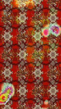 Raster illüstrasyonu. Raster deseni. Nazik, yaz çiçekleri kahverengi ve kırmızı renklerde. Küçük çiçekte sevimli çiçek deseni var..