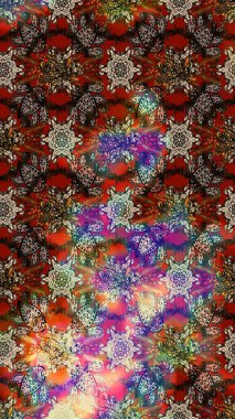 Düz Çiçek Elementleri Tasarımı. Renkli Yaz Temalı eskiz kalıbı. Güzel kumaş deseni. Raster illüstrasyonunda çiçek deseni çizimi.