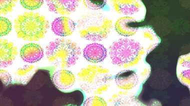 Beyaz ve yeşil renklerde Asya tekstili. Raster illüstrasyonu. Çiçek desenini çiz.