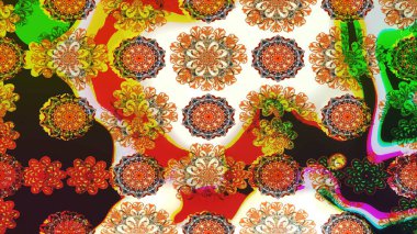 Renkli Bahar Teması eskiz kalıbı. Çiçek deseni. Düz Çiçek Elementleri Tasarımı. Raster çizimi. Güzel kumaş deseni..