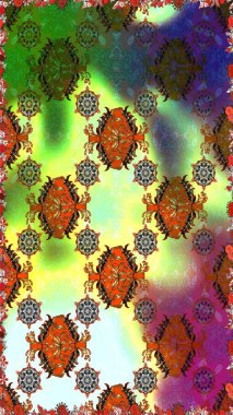 Raster. Güzel suluboya çiçekler, parlak resim ilham verici yeşil ve kahverengi çiçek desenli dikişsiz arka plan..