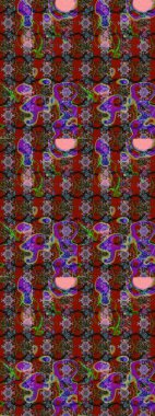 Kırmızı ve kahverengi renklerde karalamalar çizilmiş çiçek deseni. Raster illüstrasyonu.