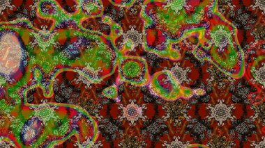 Kahverengi ve kırmızı renkte çiçekler. Tropik çiçek desenleri. Raster illüstrasyonu.