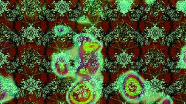 Yeşil ve kahverengi renkli çiçekler. Düz Çiçek Elementleri Tasarımı. Sevimli çiçek raster deseni. Renkli Bahar Teması çizim şablonu.