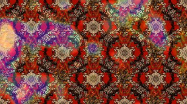 Raster illüstrasyonu. Nazik, yaz çiçekleri kahverengi ve kırmızı renklerde. Raster çiçek desenli ve çiçekli..