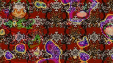 Gömlek baskısı için çiçek boyası. Çiçek desenli eskiz. Kahverengi ve kırmızı renkte çiçekler.