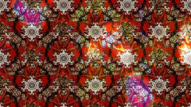 Raster çiçek desenleri çiziyor. Vadinin çiçekleri kahverengi ve kırmızı renklerde.