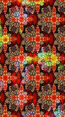 Raster. Zarif, parlak ve eskiz kırmızı ve siyah çiçek desenli tasarım. Sabıka baskıları, bebek kıyafetleri, duvar kâğıtları, paket kutuları vb..