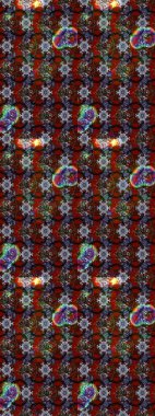 Düz Çiçek Elementleri Tasarımı. Raster Modaya uygun kumaş deseni. Kahverengi ve kırmızı renkli şirin çiçek desenleri. Renkli Bahar Teması çizim şablonu.