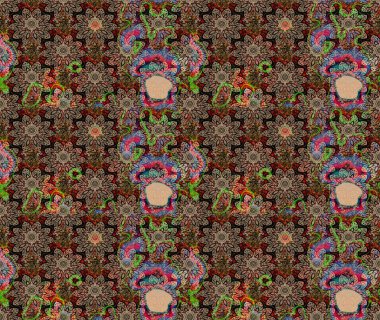 Tekstil için suluboya eskiz deseni. Şirin çiçekli, desenli, bej renkli bir eskiz deseni. El çizimi çiçek çizimi deseni (fayans)).