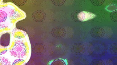 Şirin çiçek elementleri. Robot resim. Raster illüstrasyonu. Yeşil ve kahverengi renkte çiçekler.