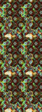 Şirin çiçekli eskiz deseni ve yeşil ve kahverengi renkli yapraklar, suluboya çiçek deseni, duvar kağıdı, kart ya da kumaş için fayanslı. Raster illüstrasyonu.