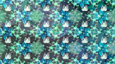 El çizimi çiçekli soyut çizim kalıbı. Raster illüstrasyonu. Mavi ve nötr renkte çiçekler.