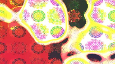 Çizim çiçek deseni duvar kağıdı, web sitesi arka planı, ambalaj kağıdı, davetiye, broşür, afiş veya web sitesi için kullanılabilir. Parlak elementlerin. El çizimi Raster illüstrasyonu.