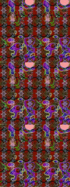 Kırmızı ve kahverengi renklerde karalamalar çizilmiş çiçek deseni. Raster illüstrasyonu.