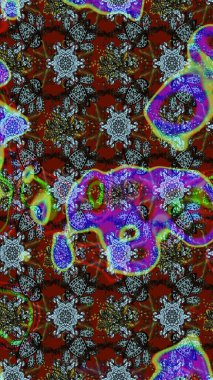 Düz Çiçek Elementleri Tasarımı. Kahverengi ve kırmızı renkte çiçekler. Çiçekli çizim şekli. Renkli Bahar Teması çizim şablonu.