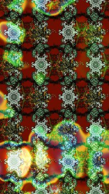 Yeşil ve kırmızı renkte çiçekler. Çiçekli karalama şeklinde Raster çiçek deseni. Nazikçe, güzel çiçek arkaplanı..