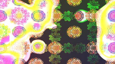 Sarı ve yeşil renkler üzerine çiçek desenli eskiz, el yapımı papatyalar, papatyalar. Tekrarlayan çiçek arkaplanı, zarif sarı ve yeşil çiçek duvar kağıdı.