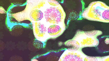 Yumuşak, bahar çiçekli arka plan. Çiçekli karalama şeklinde Raster çiçek deseni. Kahverengi ve yeşil renkte çiçekler.