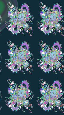 Çizim çiçek deseni duvar kâğıdı olarak kullanılabilir. Mavi renkli çiçekler. Raster illüstrasyonu.