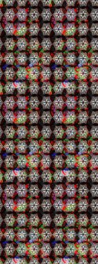 Düz Çiçek Elementleri Tasarımı. Renkli Bahar Teması eskiz kalıbı. Siyah renkli çiçekler. Raster illüstrasyonunda çiçek deseni çizimi.