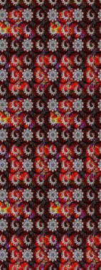 Raster. Siyah ve kırmızı renkte güzel çiçekleri olan eskiz deseni, suluboya çiçek deseni, duvar kağıdı, kart veya kumaş için fayanslı.