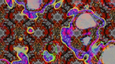 Düz Çiçek Elementleri Tasarım Raster illüstrasyonu. Gri ve kahverengi renkli çiçekler. Renkli Bahar Teması çizim kalıbı. Çiçekli çiçek deseni, suluboya..