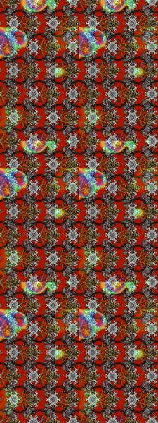 Raster illüstrasyonundaki çiçek desenli çizim. Gri ve kırmızı renkte çiçekler.