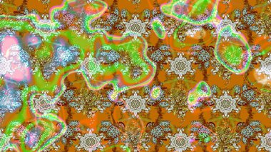 Çizim çiçek deseni duvar kâğıdı olarak kullanılabilir. Raster illüstrasyonu. Kahverengi ve yeşil renkte çiçekler.