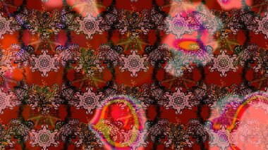 Şirin çiçek elementleri. Raster illüstrasyonu. Kahverengi ve kırmızı renkte çiçekler. Çizim.