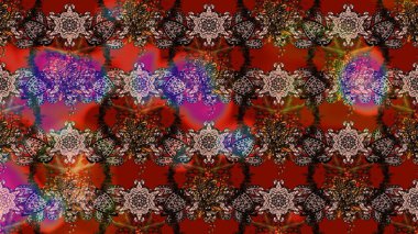 Parlak çiçekli halı deseni kahverengi ve kırmızı renklerde..