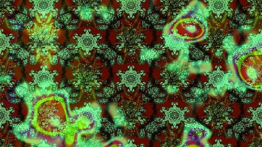 Raster illüstrasyonu. Suluboya çiçekli çiçek deseni. Yeşil ve kahverengi renkli güzel tekstil.