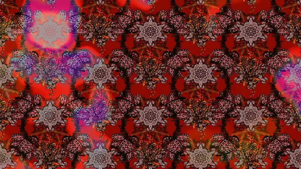 3D çiçekler, eskiz. Kahverengi ve kırmızı renklerde. Raster illüstrasyonu.