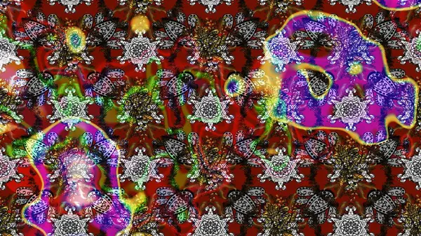 Renkli Bahar Teması eskiz kalıbı. Düz Çiçek Elementleri Tasarımı. Süslü kumaş deseni. Raster illüstrasyonunda çiçek deseni çizimi.