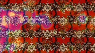 Kahverengi ve kırmızı renkte çiçekler. Çiçekli karalama şeklinde Raster çiçek deseni. Nazikçe, güzel çiçek arkaplanı..