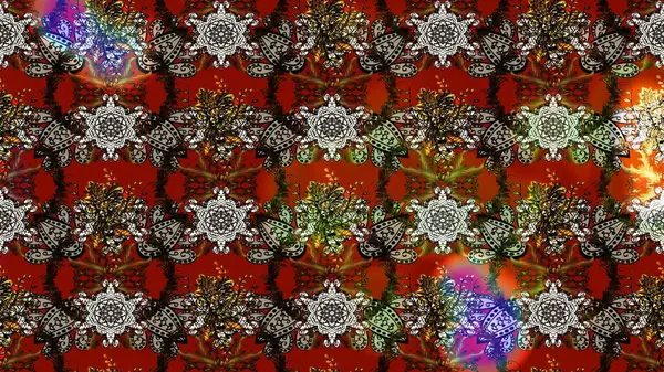 Küçük çiçekte güzel bir desen. Robot resim. Moda baskıları için zarif bir şablon. Çiçekli bahar çiçekleri. Motley illüstrasyonu. Küçük renkli çiçekler..