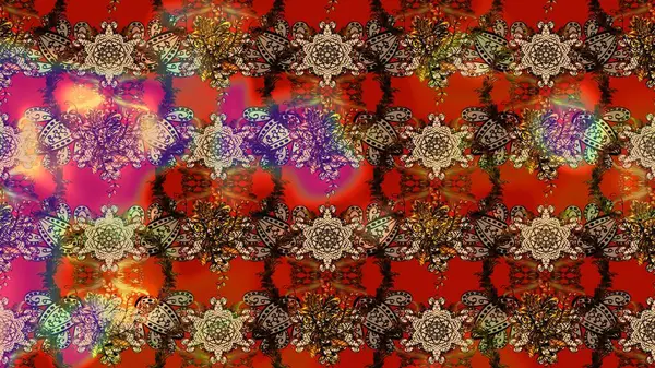 Kahverengi ve kırmızı renkte çiçekler. Çiçekli karalama şeklinde Raster çiçek deseni. Nazikçe, güzel çiçek arkaplanı..