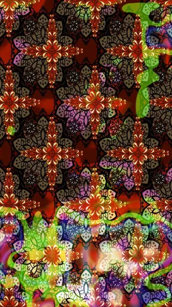 Çiçek desenli raster, kahverengi ve siyah çizgi grafik desenli soyut raster arkaplan. Modern stil dokusu.