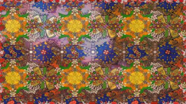 Raster Illustrasyon 'daki Çiçek Deseni' nin son moda çizimi. Düz Çiçek Elementleri Tasarımı. Renkli Yaz Temalı eskiz kalıbı. Güzel kumaş deseni.