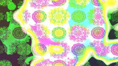 Renkli Bahar Teması eskiz kalıbı. Yeşil ve nötr renklerde çiçekler. Düz Çiçek Elementleri Tasarımı. Güzel çiçek deseni..