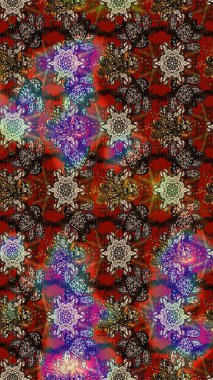 Tomurcukları papatya çiçekleri olan sevimli bir çiçek deseni. Eskiz geçmişi. Kumaş, tekstil, duvar kağıdı baskısı için. Eski usul. Raster illüstrasyonu. Miles Fleur, dandik süs.