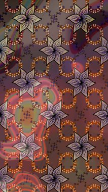 Kıvırcık, parlak örgü. Desen, çizim, çiçek sınırı. Güzel, parlak, pürüzsüz kumaş, tuval. Çiçek çelengi. Eski moda arka plan. Raster illüstrasyonu.