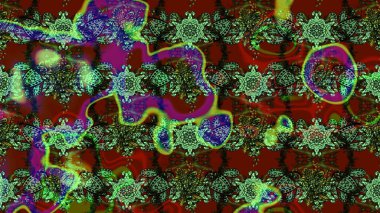 Renkli Bahar Teması eskiz kalıbı. Düz Çiçek Elementleri Tasarımı. Yeşil ve kırmızı renkte çiçekler. Sevimli çiçek raster deseni.