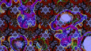 Çiçekli güzel suluboya desen. Raster illüstrasyonu. Mor ve kahverengi renklerde.