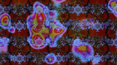 Raster illüstrasyonu. Kahverengi ve mor renkli çiçekler. Tropikal çizim çiçek deseni.