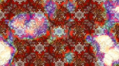 Raster çiçek desenleri çiziyor. Vadinin çiçekleri kahverengi ve kırmızı renklerde.