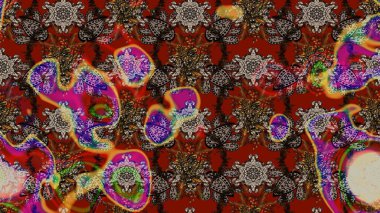 Raster. Düz Çiçek Elementleri Tasarımı. Renkli Bahar Teması çizim şablonu.