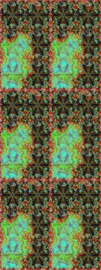 Geleneksel oryantasyon süsü. Klasik klasik klasik arka plan. Raster illüstrasyonu. Yeşil ve kahverengi renklerde altın elementlerle kusursuz desen. Kusursuz klasik raster altın desenli.