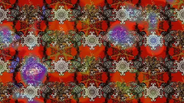 Güzel çiçek deseni. Düz Çiçek Elementleri Tasarımı. Kahverengi ve kırmızı renkte çiçekler. Renkli Bahar Teması çizim şablonu.