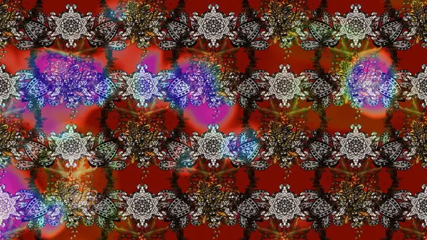 Yumuşak, bahar çiçekleri kahverengi ve gri renklerde. Patlayan çiçekler soyut olarak yerleştirilmiş. Raster deseni. Raster illüstrasyonu.